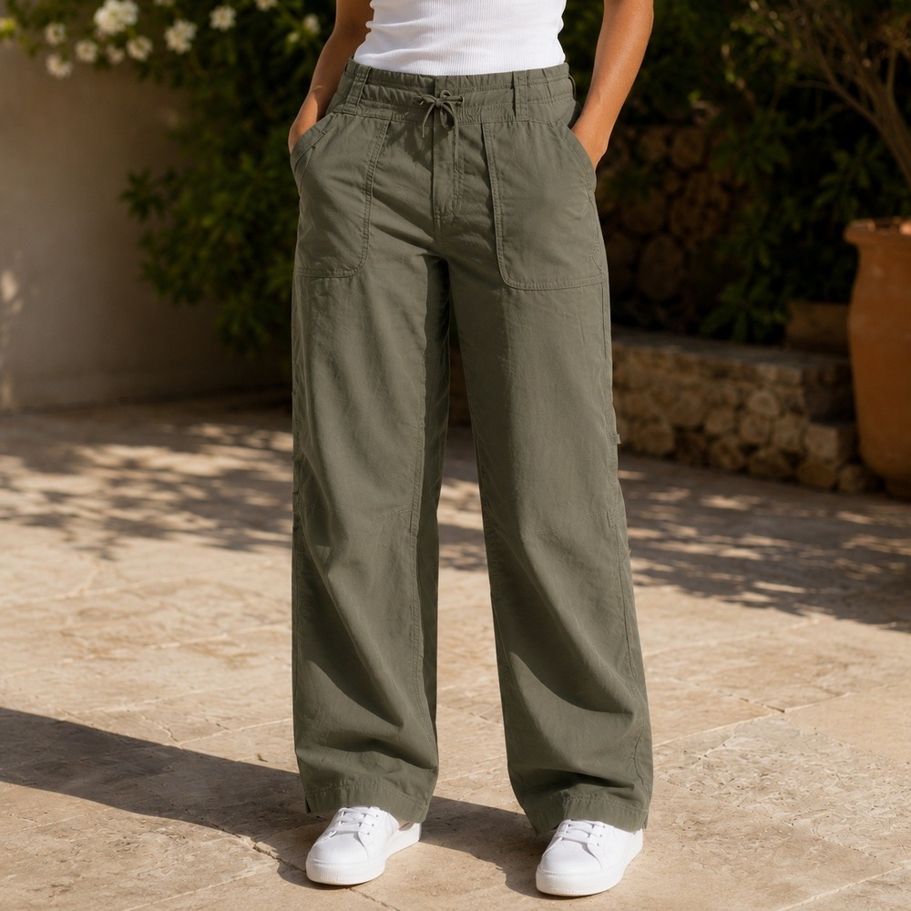 The North Face Womens Olive Green Ripstop Hiking Cargo Pants Straight Leg Sz 8 - Picture 1 of 14